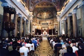 Roma, Chiesa di S. Maria in Trastevere: visita del Presidente della Repubblica alla Comunità di S. Egidio nel 30° anniversario di attività dell'Associazione