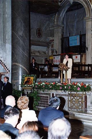 Roma, Chiesa di S. Maria in Trastevere: visita del Presidente della Repubblica alla Comunità di S. Egidio nel 30° anniversario di attività dell'Associazione