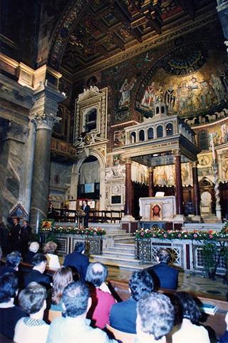 Roma, Chiesa di S. Maria in Trastevere: visita del Presidente della Repubblica alla Comunità di S. Egidio nel 30° anniversario di attività dell'Associazione