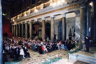 Roma, Chiesa di S. Maria in Trastevere: visita del Presidente della Repubblica alla Comunità di S. Egidio nel 30° anniversario di attività dell'Associazione