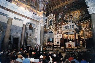 Roma, Chiesa di S. Maria in Trastevere: visita del Presidente della Repubblica alla Comunità di S. Egidio nel 30° anniversario di attività dell'Associazione