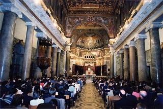 Roma, Chiesa di S. Maria in Trastevere: visita del Presidente della Repubblica alla Comunità di S. Egidio nel 30° anniversario di attività dell'Associazione