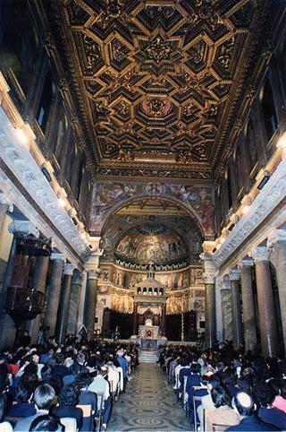 Roma, Chiesa di S. Maria in Trastevere: visita del Presidente della Repubblica alla Comunità di S. Egidio nel 30° anniversario di attività dell'Associazione