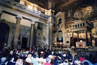 Roma, Chiesa di S. Maria in Trastevere: visita del Presidente della Repubblica alla Comunità di S. Egidio nel 30° anniversario di attività dell'Associazione
