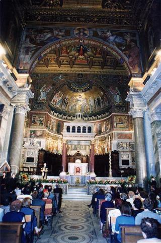 Roma, Chiesa di S. Maria in Trastevere: visita del Presidente della Repubblica alla Comunità di S. Egidio nel 30° anniversario di attività dell'Associazione