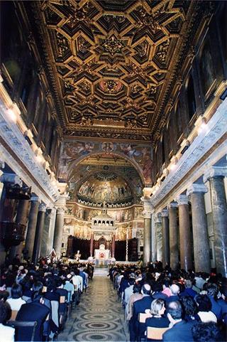 Roma, Chiesa di S. Maria in Trastevere: visita del Presidente della Repubblica alla Comunità di S. Egidio nel 30° anniversario di attività dell'Associazione