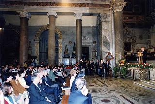 Roma, Chiesa di S. Maria in Trastevere: visita del Presidente della Repubblica alla Comunità di S. Egidio nel 30° anniversario di attività dell'Associazione