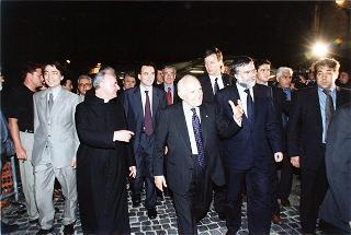 Roma, Chiesa di S. Maria in Trastevere: visita del Presidente della Repubblica alla Comunità di S. Egidio nel 30° anniversario di attività dell'Associazione