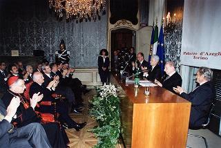 Torino: intervento del Presidente della Repubblica alla cerimonia inaugurale del III Congresso internazionale di studi sulla Sindone ed alla celebrazione del 50° anniversario dell'elezione di Luigi Einaudi alla Presidenza della Repubblica