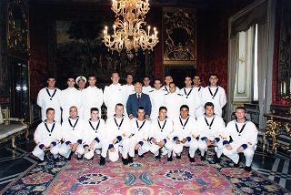 Delegazione di ufficiali e marinai della Compagnia d'onore della Marina Militare, in servizio di guardia d'onore al Palazzo del Quirinale
