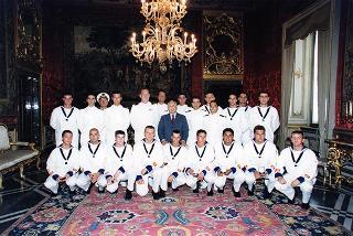Delegazione di ufficiali e marinai della Compagnia d'onore della Marina Militare, in servizio di guardia d'onore al Palazzo del Quirinale