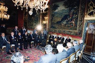 Mario Ciancio Sanfilippo, presidente della Federazione italiana editori giornali, ed i componenti il Comitato di presidenza della FIEG