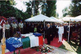Pontecagnano (Salerno): intervento del Presidente della Repubblica ai funerali del ten. col. Carmine Calò, deceduto nel corso dello svolgimento di una missione di pace dell'ONU in Afghanistan
