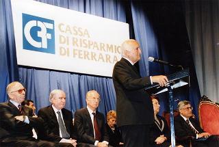 Ferrara: intervento del Presidente della Repubblica all'inaugurazione della Mostra dedicata a Dosso Dossi e successivo incontro con i dipendenti della Cassa di Risparmio di Ferrara, in occasione del 160° anniversario di fondazione dell'Istituto