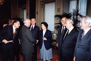 Mikhail Gorbaciov, presidente di Green Cross International, con la prof.ssa Rita Levi Montalcini e l'on. Guido Pollice