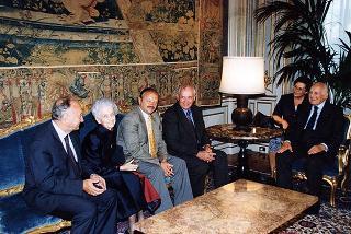 Mikhail Gorbaciov, presidente di Green Cross International, con la prof.ssa Rita Levi Montalcini e l'on. Guido Pollice