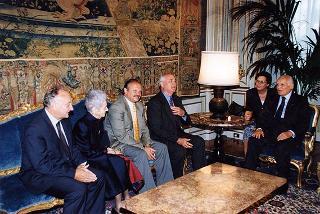 Mikhail Gorbaciov, presidente di Green Cross International, con la prof.ssa Rita Levi Montalcini e l'on. Guido Pollice
