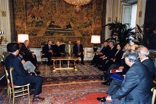 Mikhail Gorbaciov, presidente di Green Cross International, con la prof.ssa Rita Levi Montalcini e l'on. Guido Pollice
