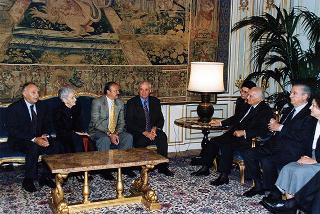Mikhail Gorbaciov, presidente di Green Cross International, con la prof.ssa Rita Levi Montalcini e l'on. Guido Pollice