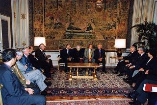 Mikhail Gorbaciov, presidente di Green Cross International, con la prof.ssa Rita Levi Montalcini e l'on. Guido Pollice