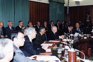 Roma, Palazzo dei Marescialli: intervento del Presidente della Repubblica alla riunione del CSM per il commiato del primo presidente della Corte Suprema di Cassazione prof. Vittorio Sgroi