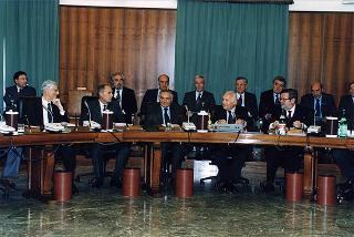 Roma, Palazzo dei Marescialli: intervento del Presidente della Repubblica alla riunione del CSM per il commiato del primo presidente della Corte Suprema di Cassazione prof. Vittorio Sgroi