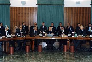 Roma, Palazzo dei Marescialli: intervento del Presidente della Repubblica alla riunione del CSM per il commiato del primo presidente della Corte Suprema di Cassazione prof. Vittorio Sgroi