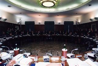 Roma, Palazzo dei Marescialli: intervento del Presidente della Repubblica alla riunione del CSM per il commiato del primo presidente della Corte Suprema di Cassazione prof. Vittorio Sgroi
