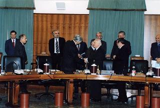 Roma, Palazzo dei Marescialli: intervento del Presidente della Repubblica alla riunione del CSM per il commiato del primo presidente della Corte Suprema di Cassazione prof. Vittorio Sgroi