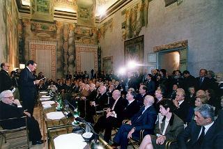 Roma, Palazzo Giustiniani: intervento del Presidente della Repubblica alla cerimonia per il 90° compleanno del senatore a vita Giovanni Leone