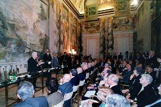 Roma, Palazzo Giustiniani: intervento del Presidente della Repubblica alla cerimonia per il 90° compleanno del senatore a vita Giovanni Leone