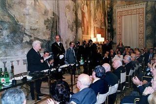 Roma, Palazzo Giustiniani: intervento del Presidente della Repubblica alla cerimonia per il 90° compleanno del senatore a vita Giovanni Leone