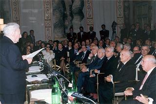 Roma, Palazzo Giustiniani: intervento del Presidente della Repubblica alla cerimonia per il 90° compleanno del senatore a vita Giovanni Leone