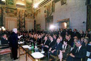 Roma, Palazzo Giustiniani: intervento del Presidente della Repubblica alla cerimonia per il 90° compleanno del senatore a vita Giovanni Leone