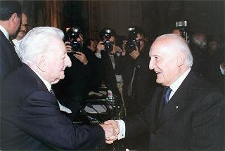Roma, Palazzo Giustiniani: intervento del Presidente della Repubblica alla cerimonia per il 90° compleanno del senatore a vita Giovanni Leone