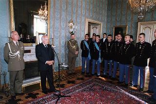 Delegazione di ufficiali ed allievi dell'Accademia Militare di Modena in servizio di guardia d'onore al Palazzo del Quirinale