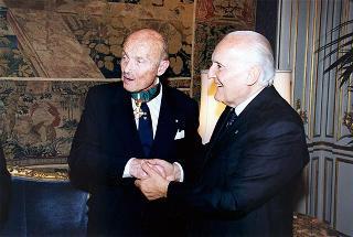 Incontro del Presidente della Repubblica Oscar Luigi Scalfaro con Sigmund Sternberg, presidente della Sinagoga Riformata di Gran Bretagna, e una delegazione della Sinagoga
