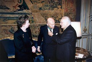 Incontro del Presidente della Repubblica Oscar Luigi Scalfaro con Sigmund Sternberg, presidente della Sinagoga Riformata di Gran Bretagna, e una delegazione della Sinagoga