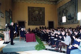 Intervento del Presidente della Repubblica alla presentazione del volume "La persecuzione degli ebrei durante il fascismo.Le leggi del 1938". Roma, Camera dei deputati