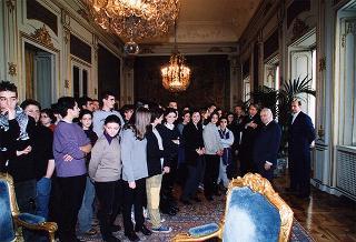 Il Presidente Scalfaro con gli studenti della IV classe del Liceo Scientifico Statale &quot;Galileo Ferraris&quot; di Torino