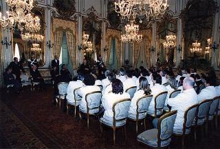 Il Presidente Scalfaro riceve Adelmo Alberghini e Adamo Neri, presidente e direttore delle Macellerie Gastronomiche Modenesi, con gli aderenti al sodalizio