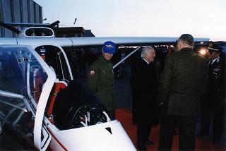 Monterotondo: intervento del Presidente della Repubblica alla presentazione del velivolo 450T della Ditta costruzioni aeronavali Arrow