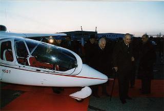 Monterotondo: intervento del Presidente della Repubblica alla presentazione del velivolo 450T della Ditta costruzioni aeronavali Arrow