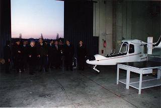 Monterotondo: intervento del Presidente della Repubblica alla presentazione del velivolo 450T della Ditta costruzioni aeronavali Arrow
