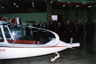 Monterotondo: intervento del Presidente della Repubblica alla presentazione del velivolo 450T della Ditta costruzioni aeronavali Arrow