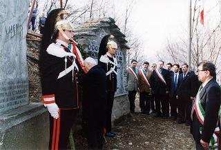 Megolo di Pieve Vergonte: intervento del Presidente della Repubblica per la deposizione di una corona d'alloro sulla stele eretta in memoria dei Caduti della Battaglia di Megolo