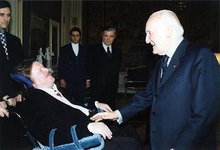 Il Presidente della Repubblica Oscar Luigi Scalfaro incontra Ambrogio Fogar