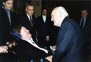 Il Presidente della Repubblica Oscar Luigi Scalfaro incontra Ambrogio Fogar