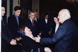 Il Presidente della Repubblica Oscar Luigi Scalfaro incontra Ambrogio Fogar
