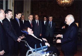 Il Presidente della Repubblica Oscar Luigi Scalfaro incontra Ambrogio Fogar